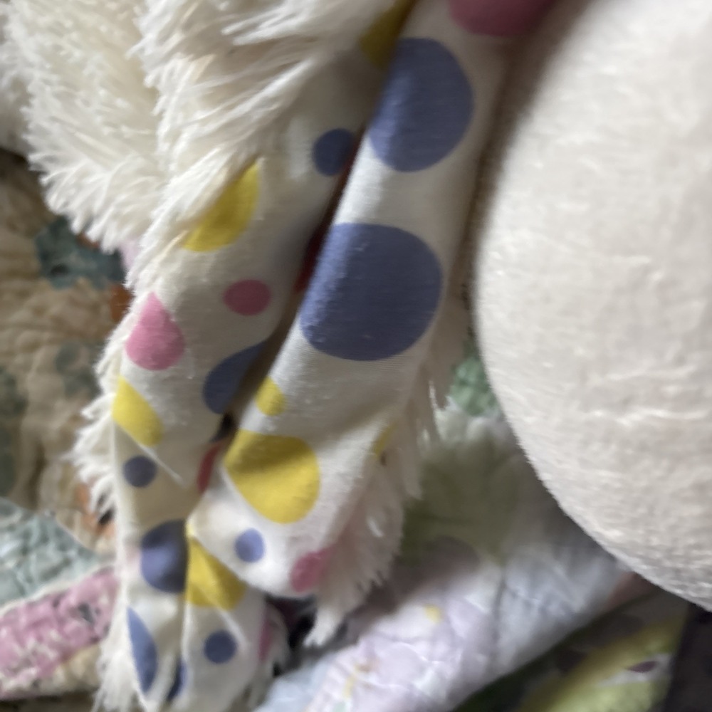 My Pillow Pet Bunny Rabbit 2011 White With Polka Dot Ears Light Pink 19" VTG - Picture 5 of 9